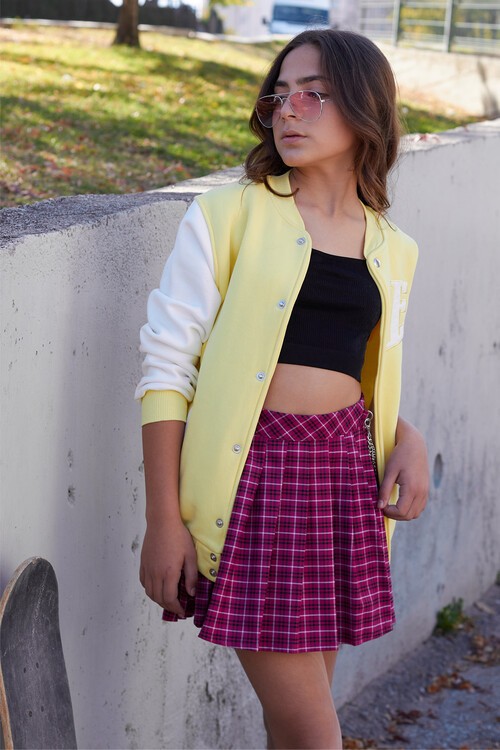 Sırt Logolu Nakışlı Kız Kolej Ceket 14629