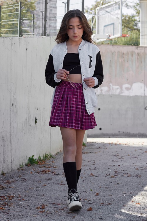 Sırt Logolu Nakışlı Kız Kolej Ceket 14629