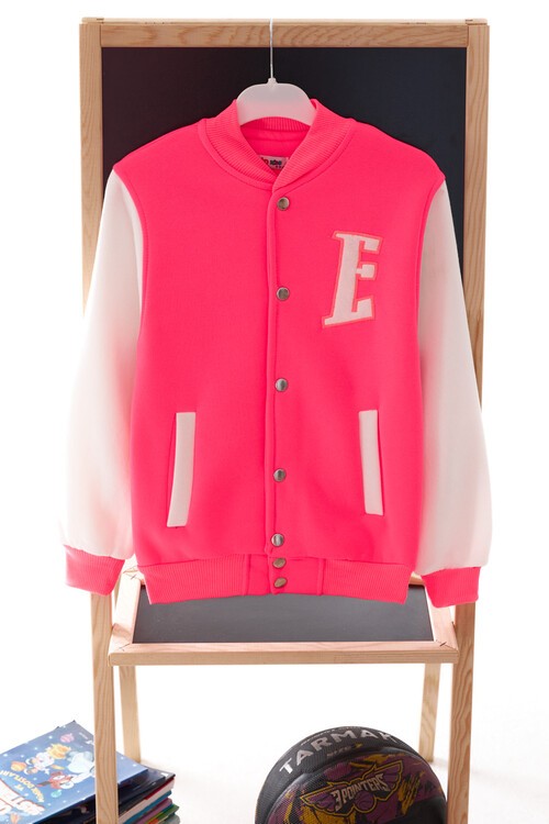 Sırt Logolu Nakışlı Kız Kolej Ceket 14629