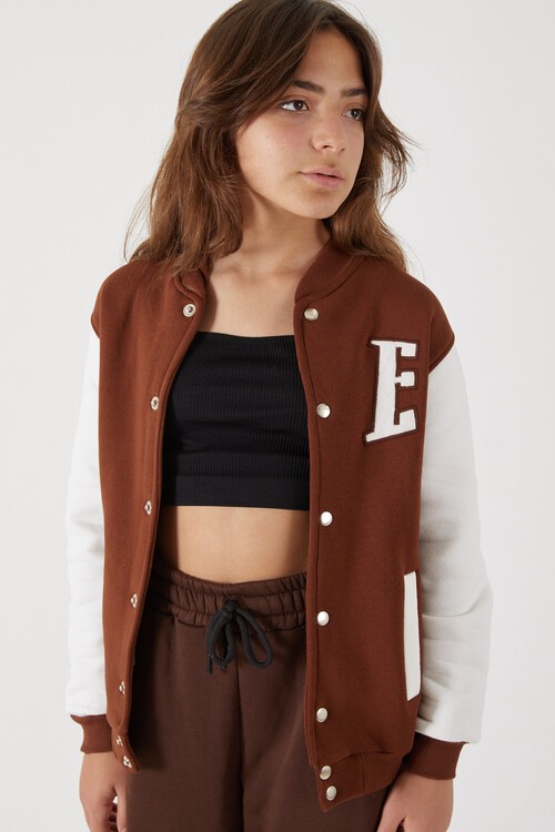 Sırt Logolu Nakışlı Kız Kolej Ceket 14629