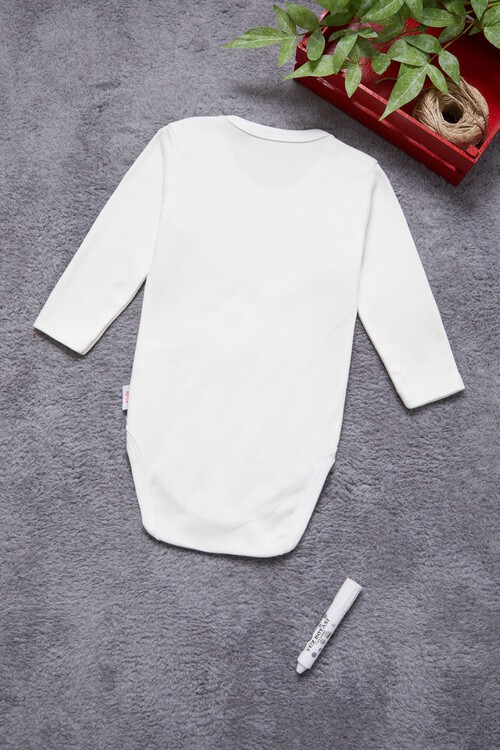 Unisex Uzun Kollu Çıtçıtlı bebek Badi 14669