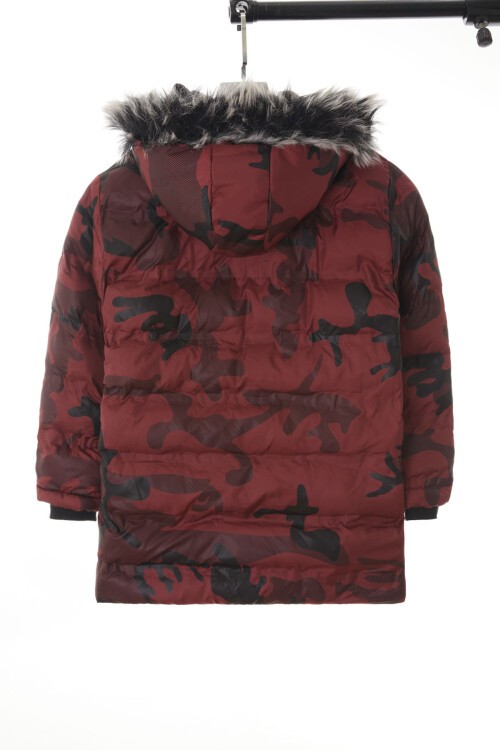 Erkek Çocuk Mont Kamuflaj Desenli Kapüşonlu Şişme Mont 14538