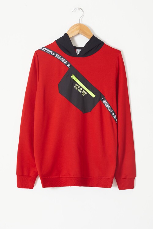 Erkek Çocuk Cepli Kapşonlu Sweatshirt 9-14 Yaş 14021