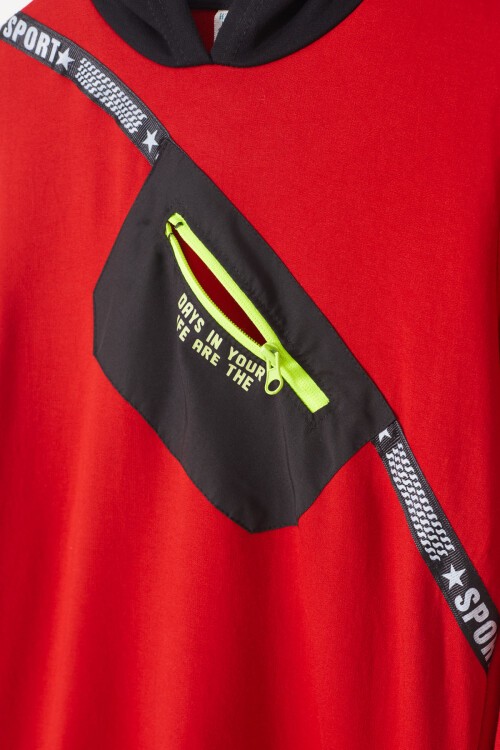 Erkek Çocuk Cepli Kapşonlu Sweatshirt 9-14 Yaş 14021