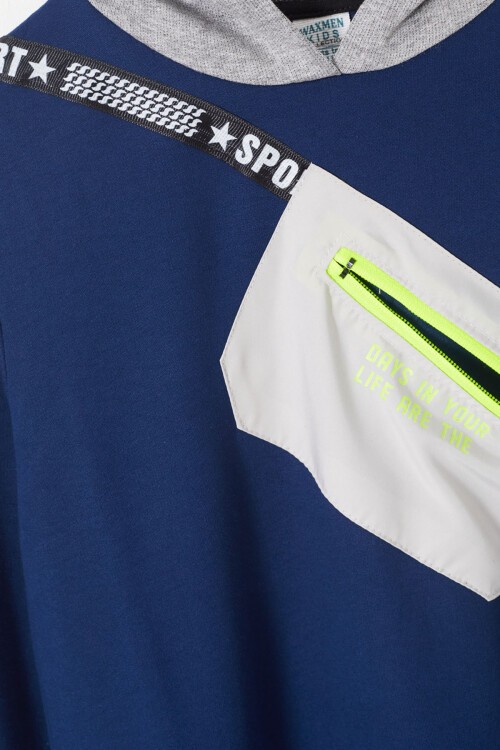 Erkek Çocuk Cepli Kapşonlu Sweatshirt 9-14 Yaş 14021