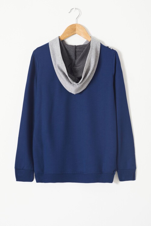 Erkek Çocuk Cepli Kapşonlu Sweatshirt 9-14 Yaş 14021