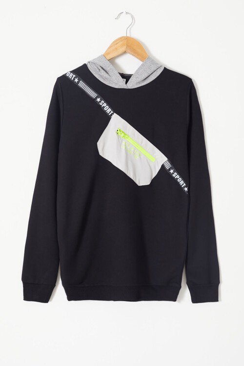 Erkek Çocuk Cepli Kapşonlu Sweatshirt 9-14 Yaş 14021