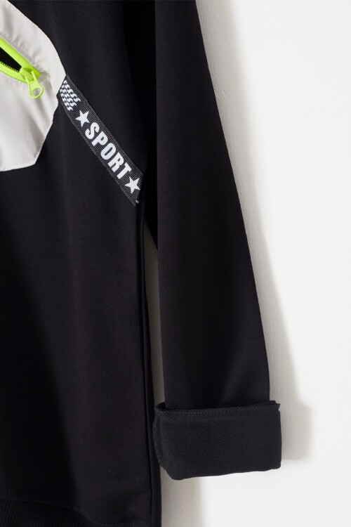 Erkek Çocuk Cepli Kapşonlu Sweatshirt 9-14 Yaş 14021