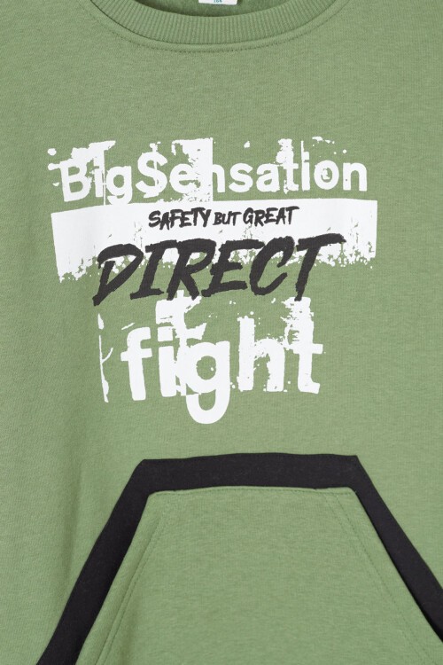 Erkek Çocuk Direct Yazı Baskılı Kanguru Cep Sweatshirt 14130