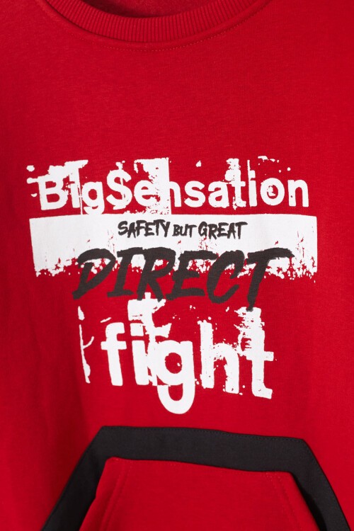 Erkek Çocuk Direct Yazı Baskılı Kanguru Cep Sweatshirt 14130