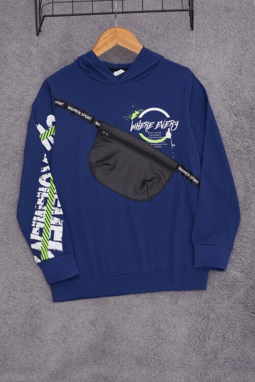 Erkek Çocuk Kapşonlu Cep Detaylı Sweatshirt 9-14 Yaş 14029
