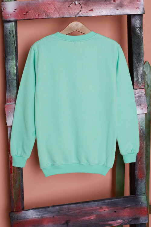 Yeşil Çiçekli Tavşan Baskılı Kız Çocuk Sweatshirt 17276