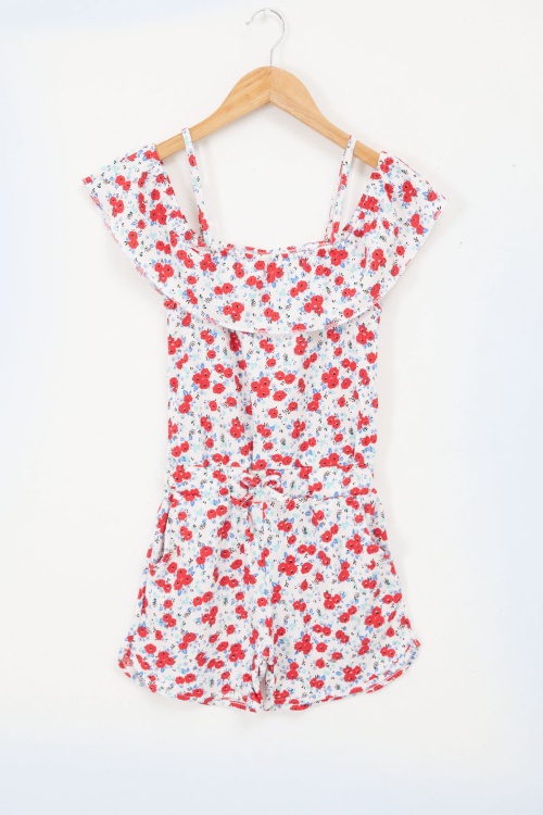 Çiçek Desenli Askılı Kız Çocuk Tulum 17669