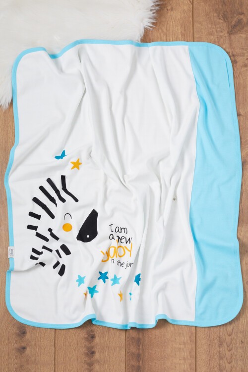 Erkek Bebek Zebra Baskılı Yastıklı Battaniye 17376