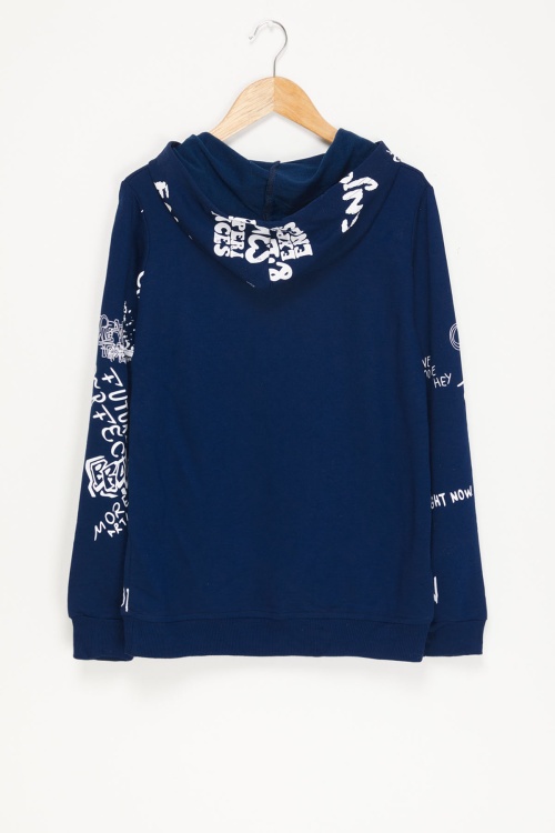 Erkek Çocuk Yazı Baskılı Kapşonlu Sweatshirt 4-14Yaş 14020