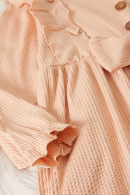 Kız Bebek Fiyonk Detaylı Bandanalı Somon Elbise 17503