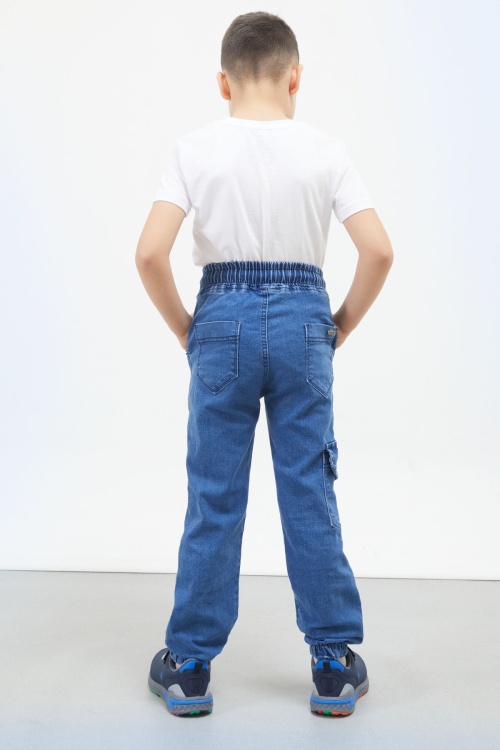 Mavi Şerit Kargo Cepli Erkek Çocuk Jean Pantolon 17966