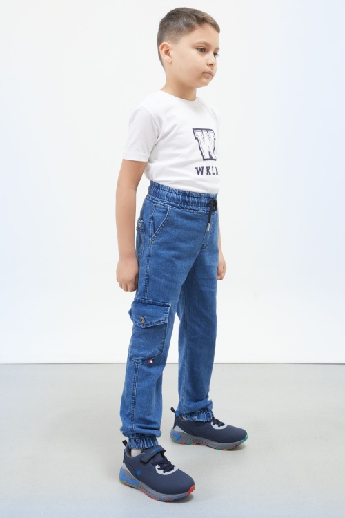 Mavi Şerit Kargo Cepli Erkek Çocuk Jean Pantolon 17966