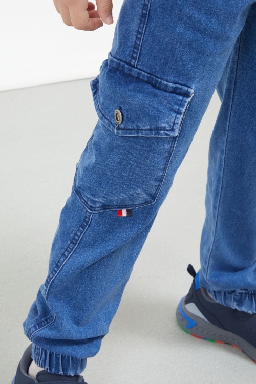 Mavi Şerit Kargo Cepli Erkek Çocuk Jean Pantolon 17966