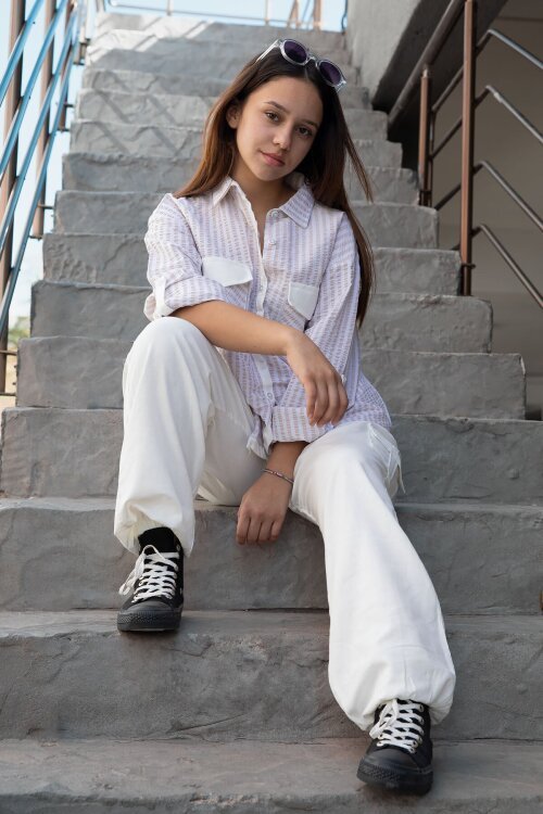 Bej Kız Çocuk Kargo Cepli 2li Takım 20504