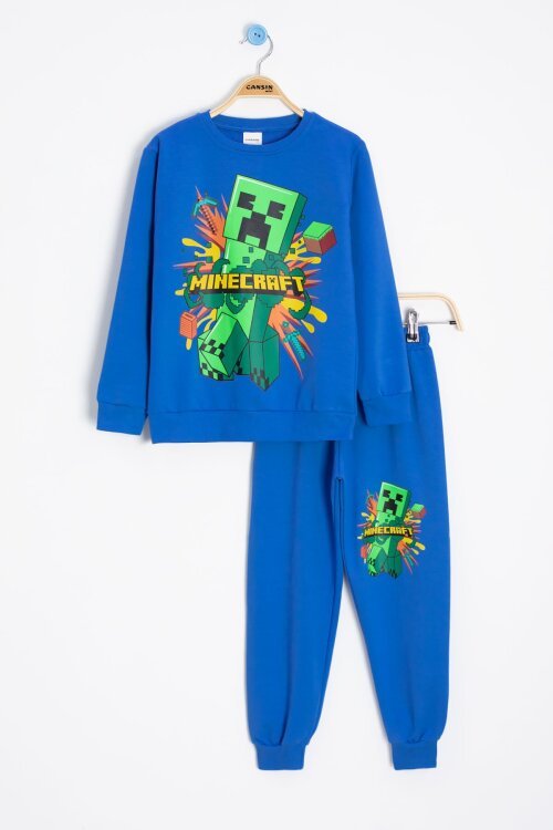 Mavi Erkek Çocuk Karakter Baskılı Bisiklet Yaka Eşofman Takımı 23264