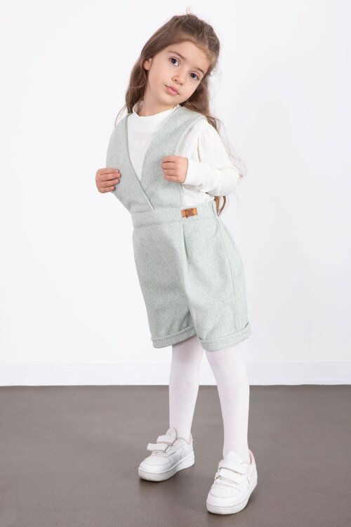 Mint Kız Çocuk Melanj Krem Badili Salopet Takım  22694