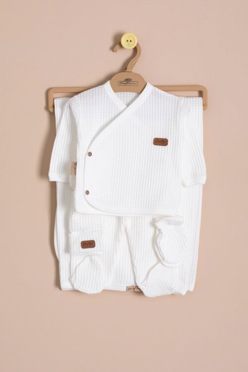 Ekru Petekli  7li Bebek Hastane Çıkışı Seti Unisex 23334