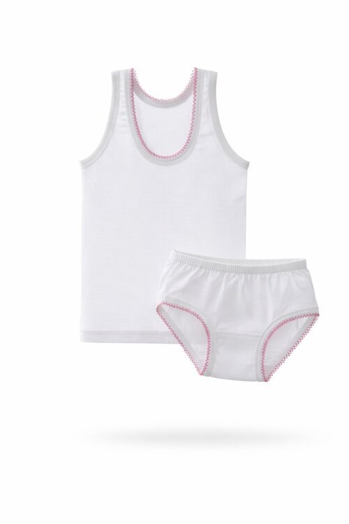 Kız Bebek Beyaz Nakışlı 18-24 Ay 2li Çamaşır Takım 322-11