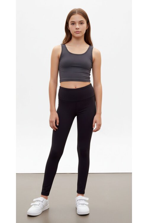 Kız Çocuk Düz Siyah Basic Tayt 18106
