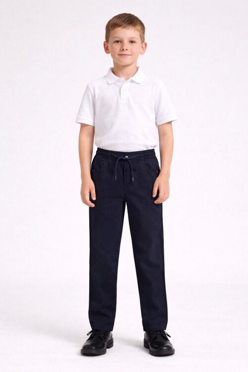 Lacivert Beli Lastikli Basic Çocuk Okul Pantolon 19169
