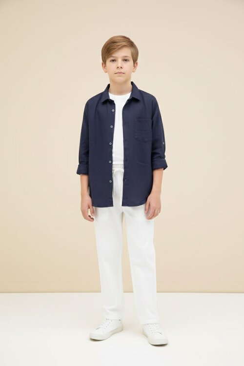 Lacivert Erkek Çocuk Gömlek Pantolonlu 2li Takım 20435