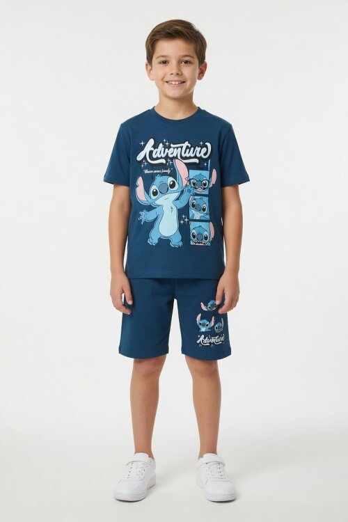 İndigo Adventure Yazılı Baskılı Erkek Çocuk Tişörtlü Şortlu Takım 23972
