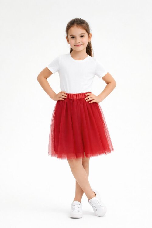Kırmızı Kız Çocuk Esnek Bel Tütü Etek  23849