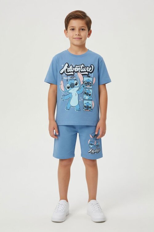 Mavi Adventure Yazılı Baskılı Erkek Çocuk Tişörtlü Şortlu Takım 23927