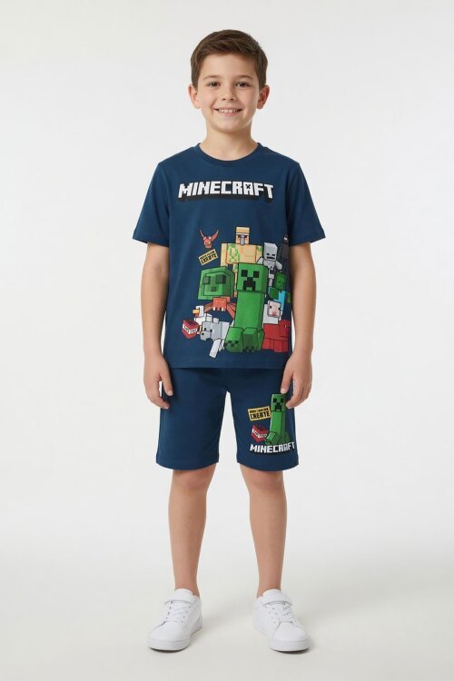 Mavi Erkek Çocuk Oyun Karakter Baskılı Şortlu 2li Takım  23986