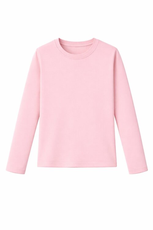 Pembe Uzun Kollu Kız Çocuk Düz Sweatshirt 16427