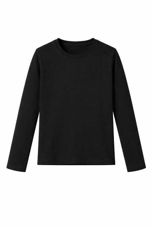 Siyah Uzun Kollu Kız Çocuk Düz Sweatshirt 16428