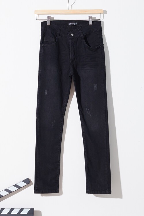 Erkek Eskitmeli Beli Lastikli Dar Paça Jean Pantolon 13911