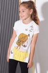 Kız Çocuk Ekru Resim Baskı 6-13 Yaş T-Shirt 1941-1