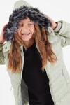 Kız Çocuk Mont Kar Desenli Kapüşonlu Şişme Mont 14530