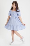 Açık Mavi Kız Çocuk Omuz Askılı Elbise 15081