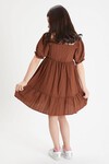 Kahverengi Kız Çocuk Omuz Askılı Elbise 15086