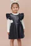 Kız Çocuk Badili 2li Siyah Deri Elbise 15039