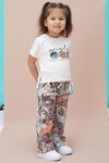 Kız Çocuk Çiçek Desenli Bluz ve Pantolonlu 2li Takım 15134