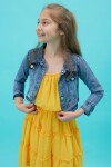 Kız Çocuk Kot Ceketli Sarı Elbise Takımı 15195