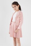 Kız Çocuk Krem Bluz Etek ve Ceketli 3lü Elbise Takımı 15060