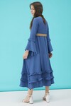 Kız Çocuk Mavi Kemerli Volanlı Elbise 15181