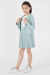 Kız Çocuk Mint Bluz Etek ve Ceketli 3lü Elbise Takımı 15059