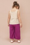 Kız Çocuk Mor Çiçekli Askılı Bluzlu Pantolonlu Takım 15149