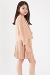 Kız Çocuk Somon Bluz Etek ve Ceketli 3lü Elbise Takımı 15058